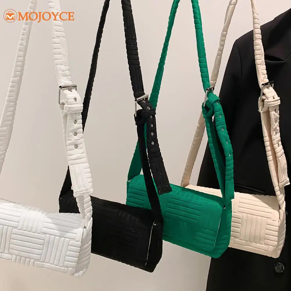 Spring Corduroy Art Plaid Handbag Women Small Square Tote Bag Messenger Bag