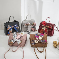 Vintage Bow Shoulder Bag PU Leather Small Handbag
