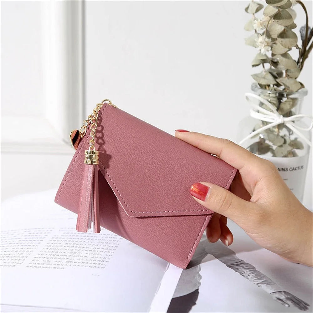 Heart Pendant Women's Wallets Lychee Pattern