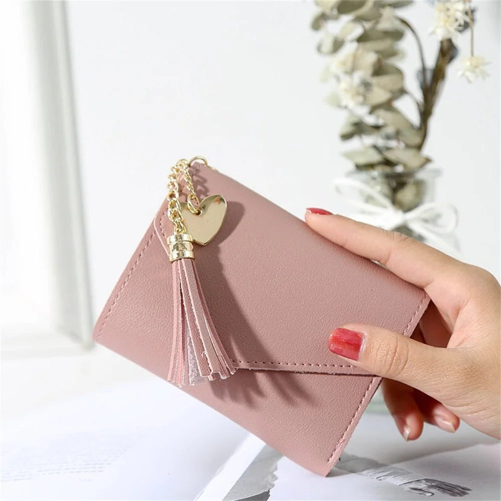 Heart Pendant Women's Wallets Lychee Pattern