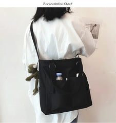 Literary Spring Messenger Bag for Women, Solid Shoulder Bag, Large Capacity