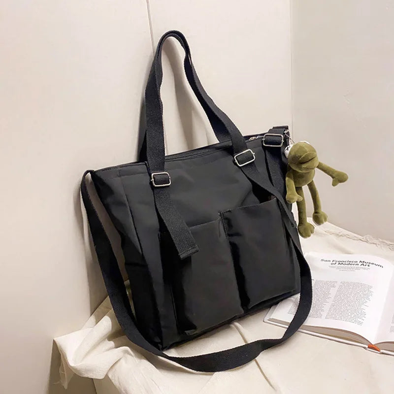 Literary Spring Messenger Bag for Women, Solid Shoulder Bag, Large Capacity