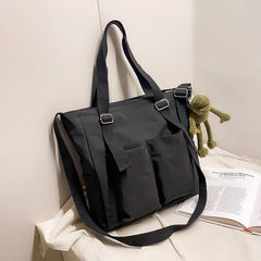 Literary Spring Messenger Bag for Women, Solid Shoulder Bag, Large Capacity