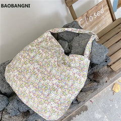 Spring Women's Retro Canvas Messenger Bag Floral Shoulder Bag