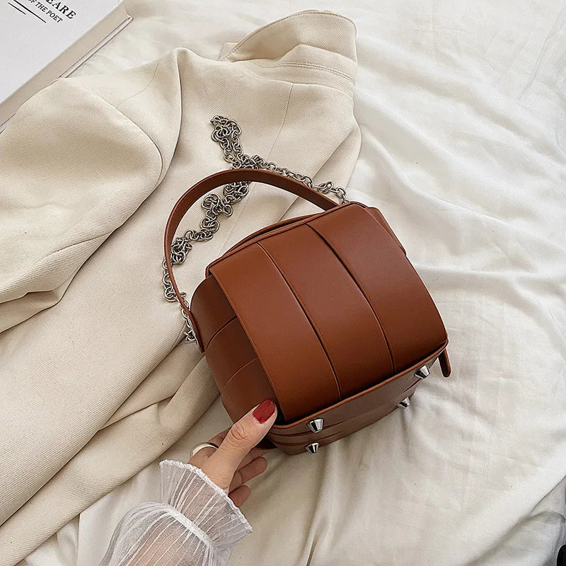 Square Weave Handbag Ladies Vintage Tote For Hard Handle Famous Small Leather Sl