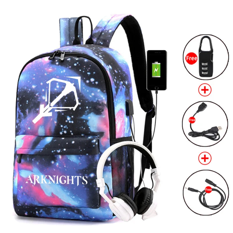 Arknights Backpack Anti-Theft Student Bookbag Rucksack for School