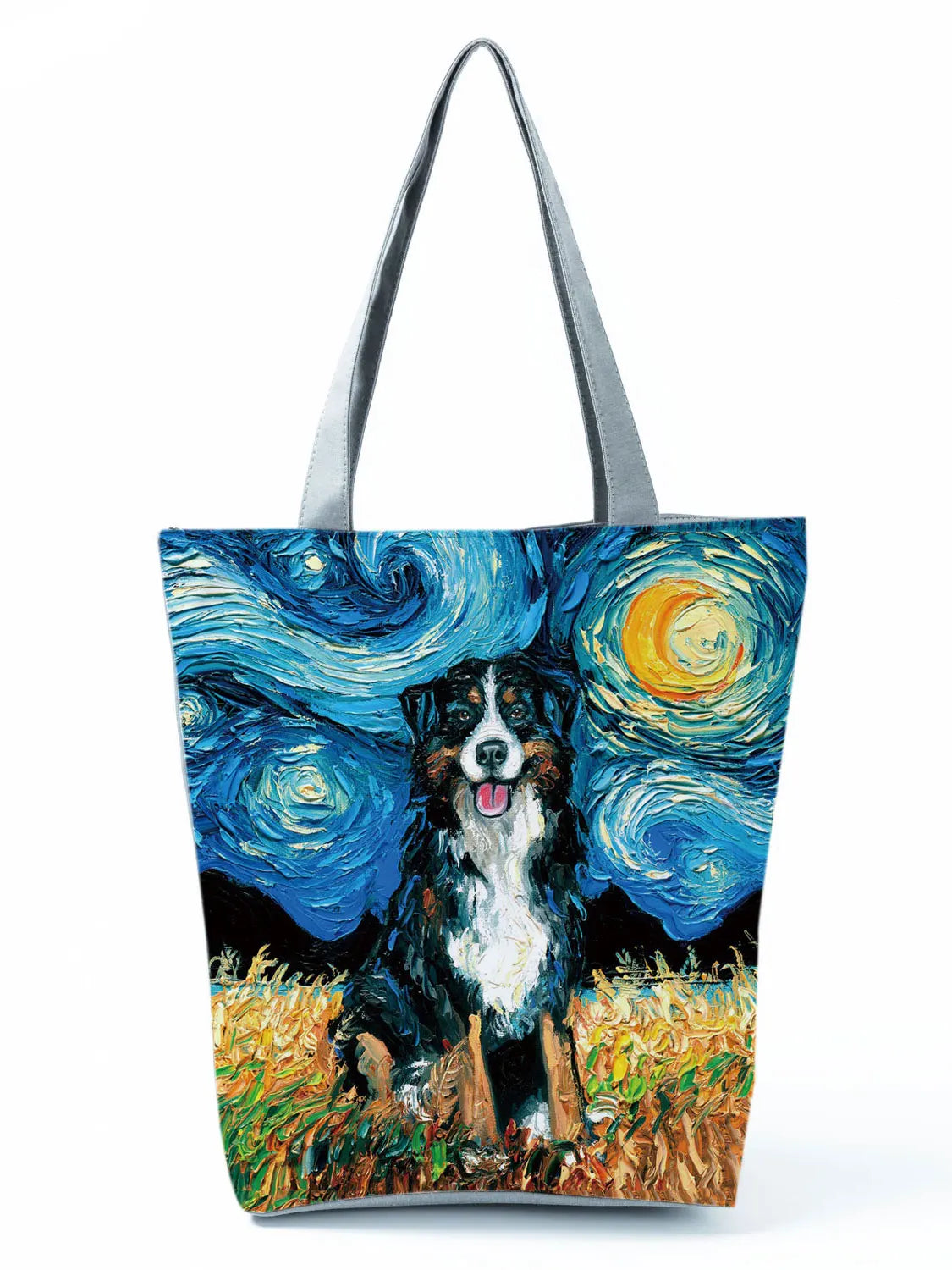 Starry Sky Dog Printed Shoulder Bag for Women Large Tote Ladies Casual Shopping