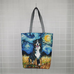 Starry Sky Dog Printed Shoulder Bag for Women Large Tote Ladies Casual Shopping