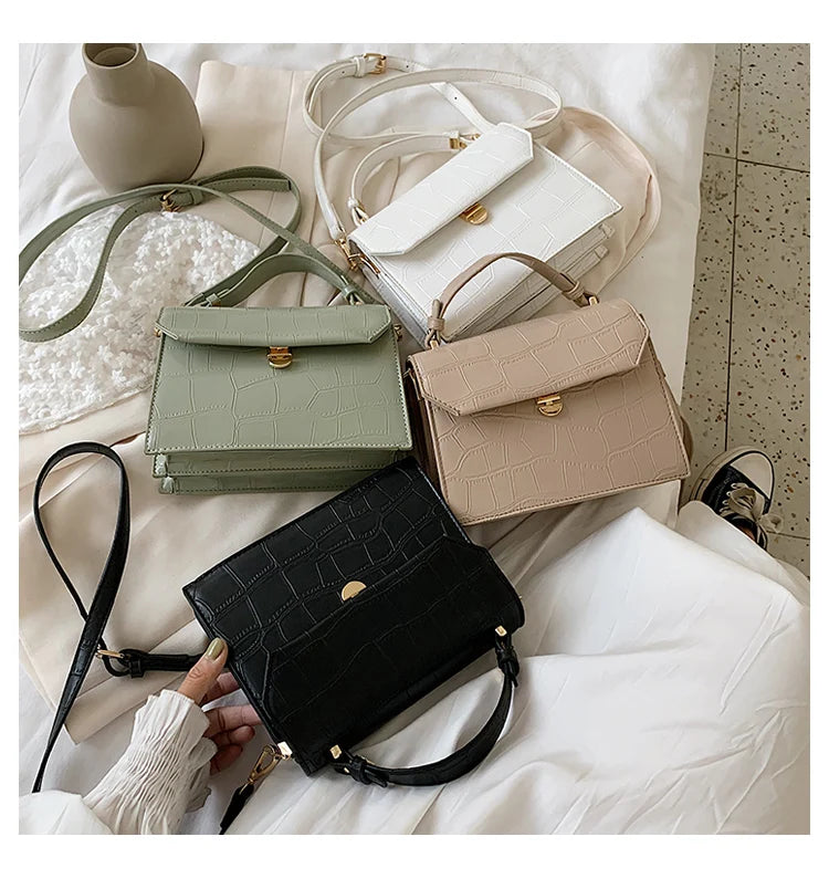 Stone Patent Crossbody Bag Women Small Handbag