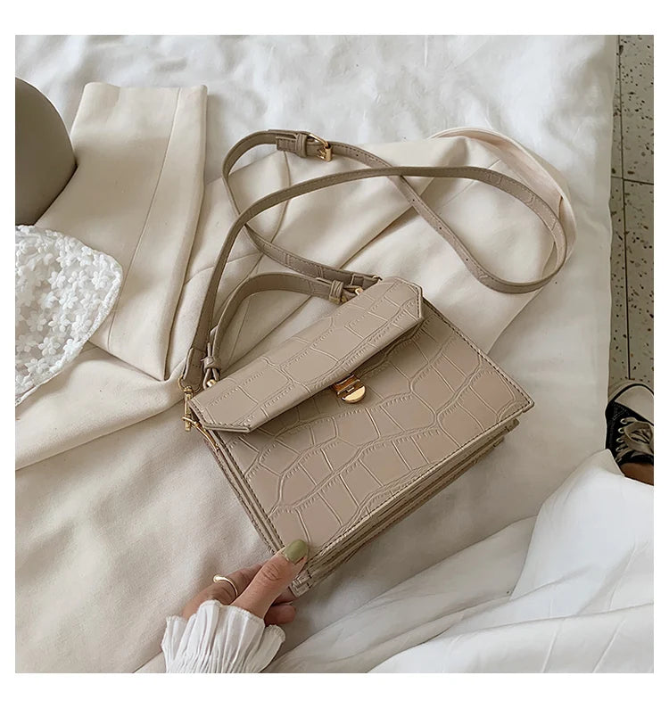 Stone Patent Crossbody Bag Women Small Handbag