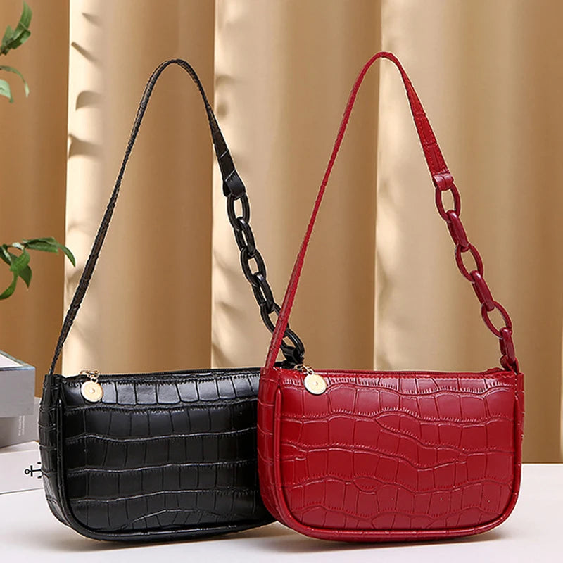 Stone Pattern Ladies PU Leather Shoulder Bag