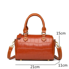 Stone Pattern Leather Handbag Women's Bag Vintage Cow Leather
