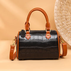Stone Pattern Leather Handbag Women's Bag Vintage Cow Leather