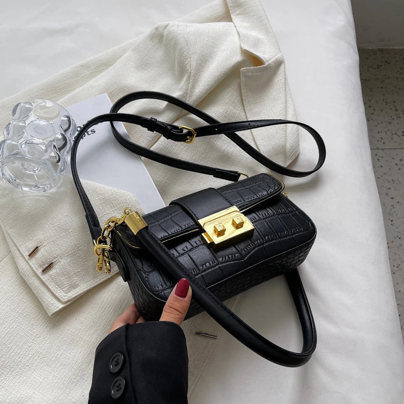 Stone Pattern Leather Underarm Shoulder Bags For Women Handbags and Purses