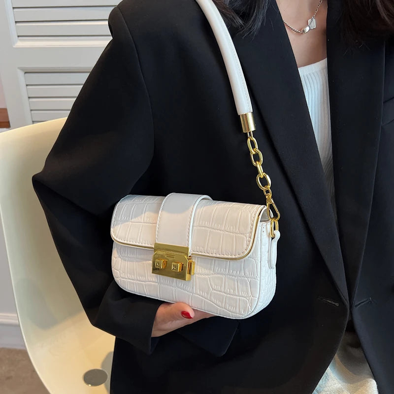 Stone Pattern Leather Underarm Shoulder Bags For Women Handbags and Purses