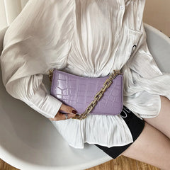 Stone Pattern PU Leather Armpit Bag Women Chain Shoulder Handbag