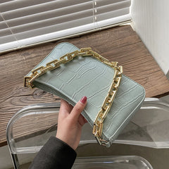 Stone Pattern PU Leather Armpit Bag Women Chain Shoulder Handbag