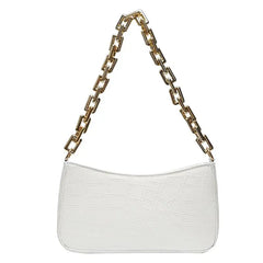 Stone Pattern PU Leather Armpit Bag Women Chain Shoulder Handbag