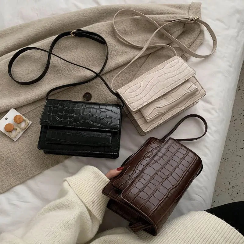Stone Pattern PU Leather Crossbody Bag Women Shoulder Bag
