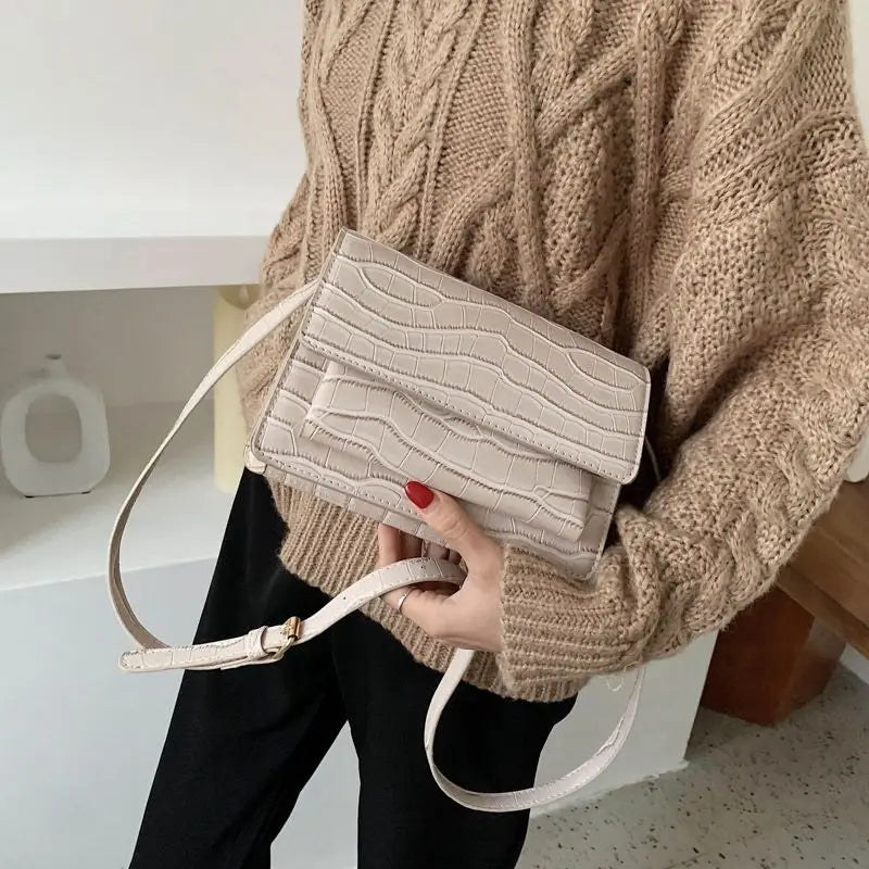 Stone Pattern PU Leather Crossbody Bag Women Shoulder Bag