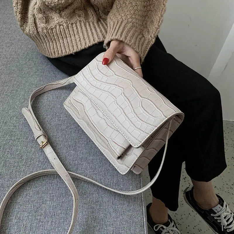 Stone Pattern PU Leather Crossbody Bag Women Shoulder Bag