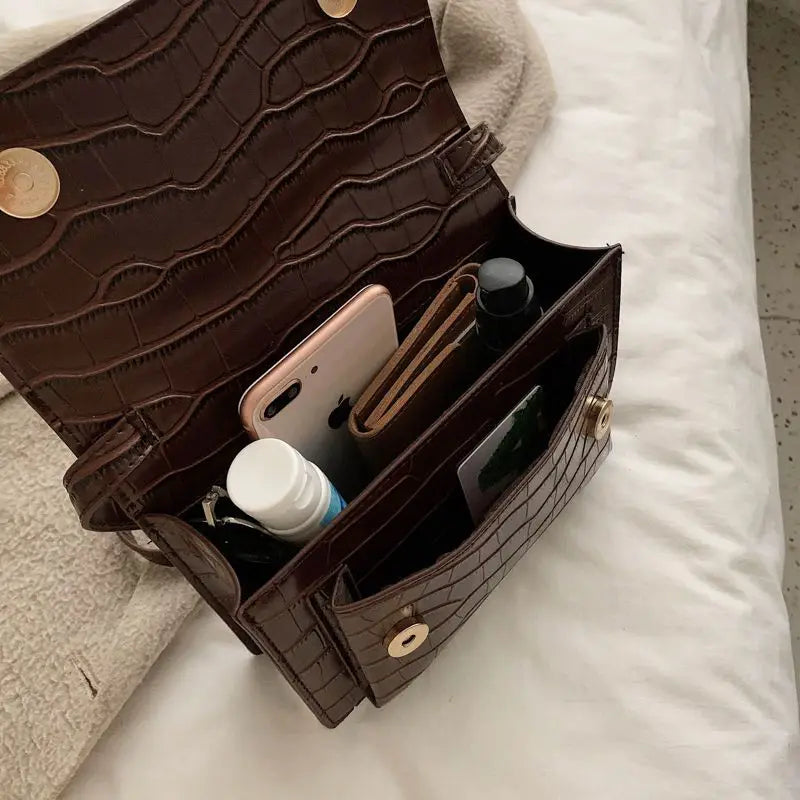 Stone Pattern PU Leather Crossbody Bag Women Shoulder Bag