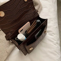 Stone Pattern PU Leather Crossbody Bag Women Shoulder Bag