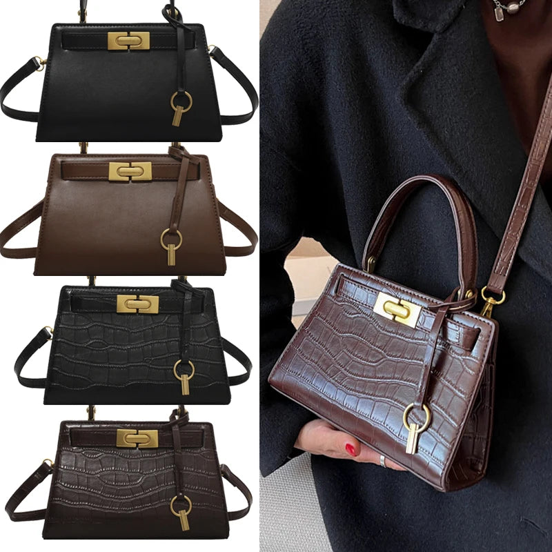 Stone Pattern PU Leather Handbags Women's Solid Crossbody Bags