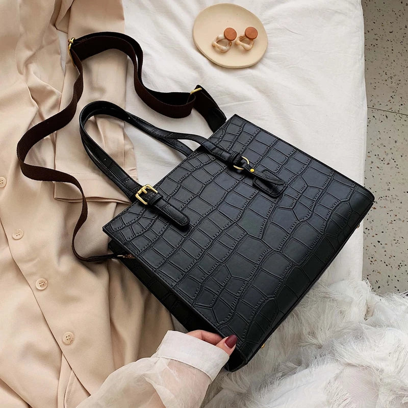 Stone Pattern Shoulder Bag Women Travel Bags Leather Pu Quailty Bag
