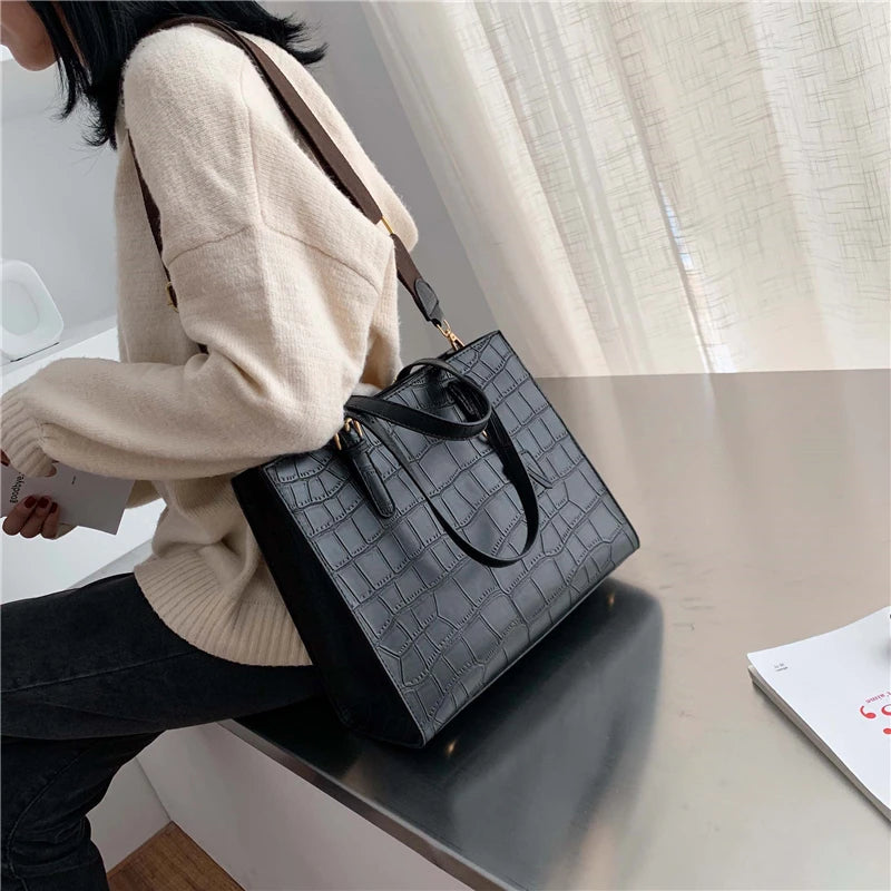 Stone Pattern Shoulder Bag Women Travel Bags Leather Pu Quailty Bag