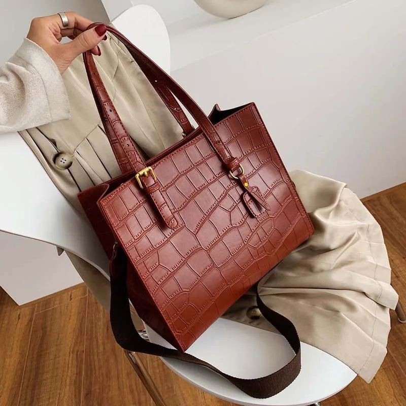 Stone Pattern Shoulder Bag Women Travel Bags Leather Pu Quailty Bag