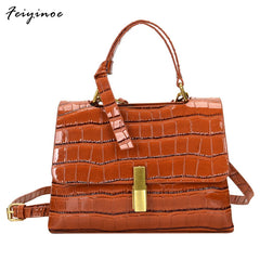 Stone Pattern Hourglass Handbag Button PU Leather Women Shoulder Bag