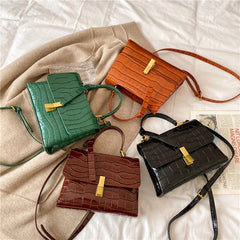 Stone Pattern Hourglass Handbag Button PU Leather Women Shoulder Bag