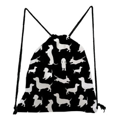 Sausage Dog Drawstring Backpack Shoe Bag for Students