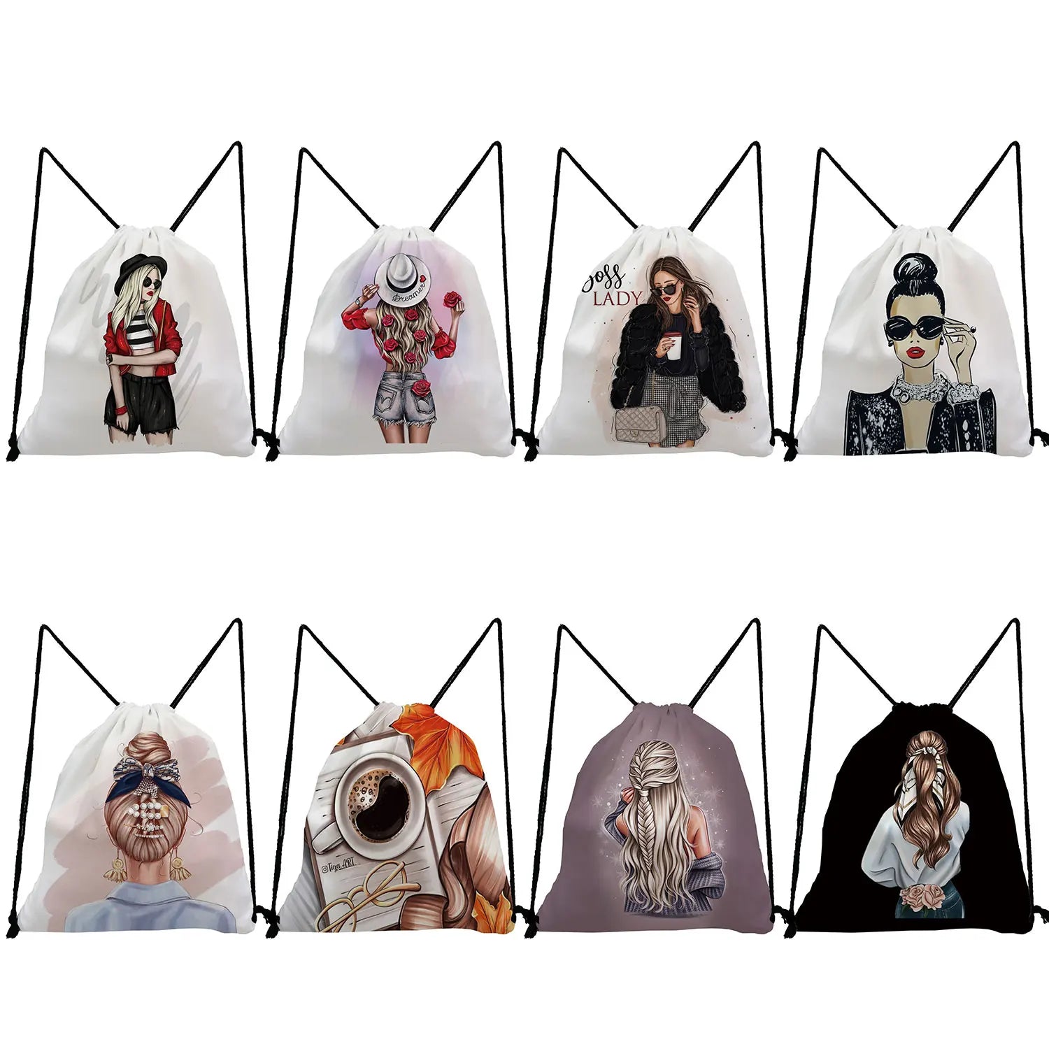 Storage School Bags Backpacks for Students Drawstring Pocket Female Casual