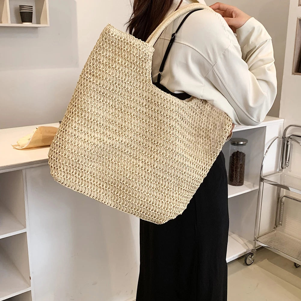 Woven Boho Summer Tote Bag Large Capacity Lady Vacation Handbag