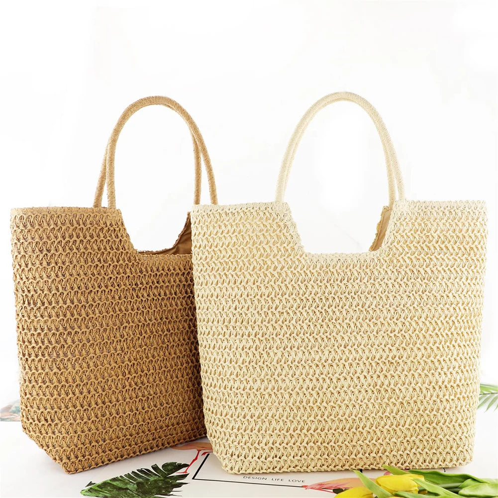 Woven Boho Summer Tote Bag Large Capacity Lady Vacation Handbag