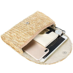 Straw Clutch Purses For Women Beach Handbags Brown