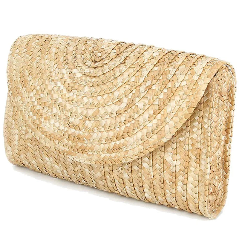 Straw Clutch Purses For Women Beach Handbags Brown