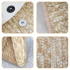 Straw Clutch Purses For Women Beach Handbags Brown
