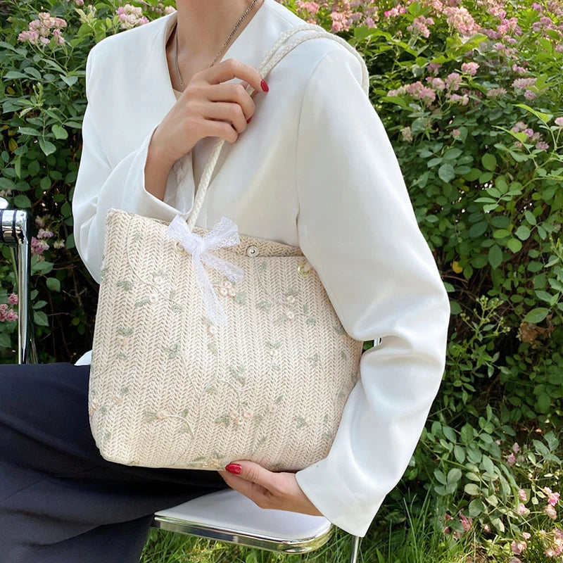 Straw Crossbody Bag Bohemian Knitting Summer Purse Handbag Beach Bags