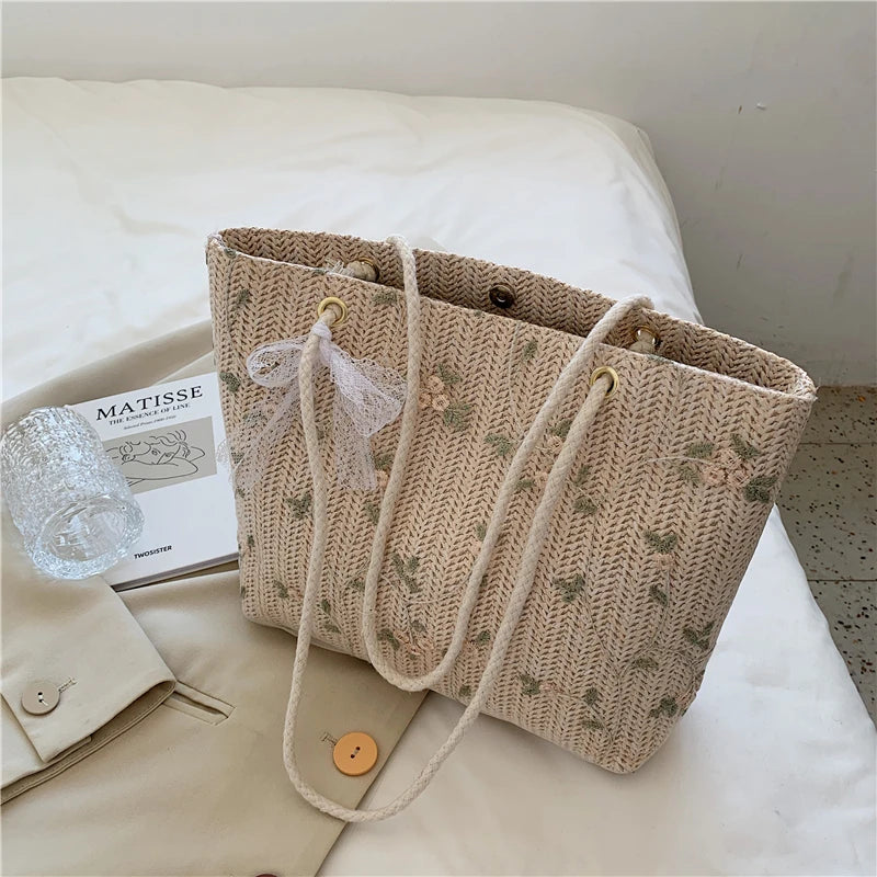 Straw Crossbody Bag Bohemian Knitting Summer Purse Handbag Beach Bags