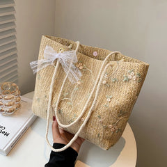 Straw Crossbody Bag Bohemian Knitting Summer Purse Handbag Beach Bags