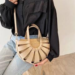Straw Small Tote Bag Women Summer Beach Shoulder Crossbody Lady Handbag