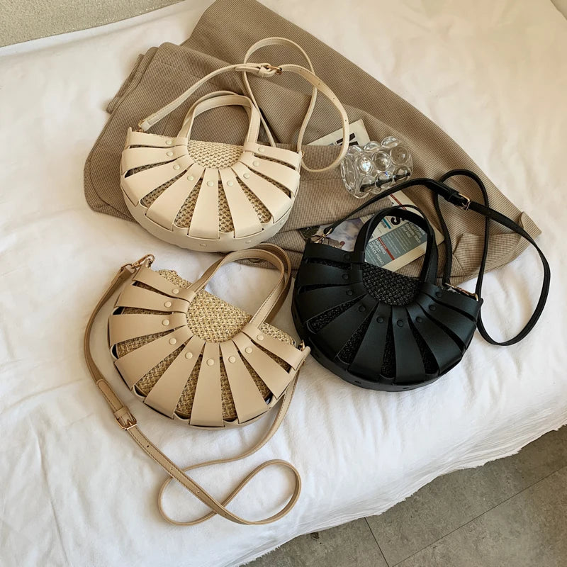Straw Small Tote Bag Women Summer Beach Shoulder Crossbody Lady Handbag