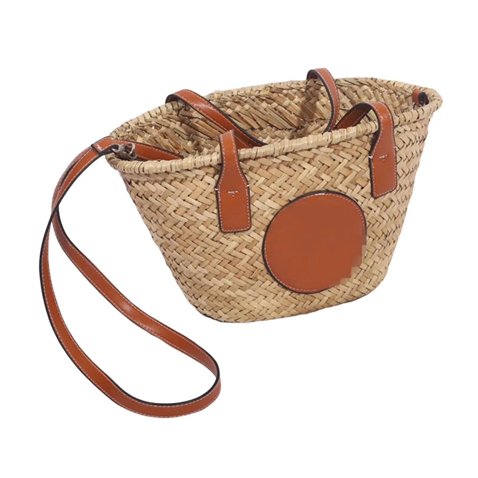 Straw Shoulder Bag Handwoven Portable Detachable Shoulder Strap Casual Purse
