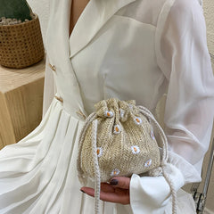 Straw Weave Bucket Bags Rattan Women Summer Beach Shoulder Bags