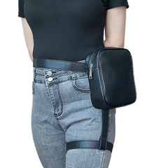 Street Crossbody Bag Unisex Waist Leg Bag PU Leather Fanny Pack Small Purse