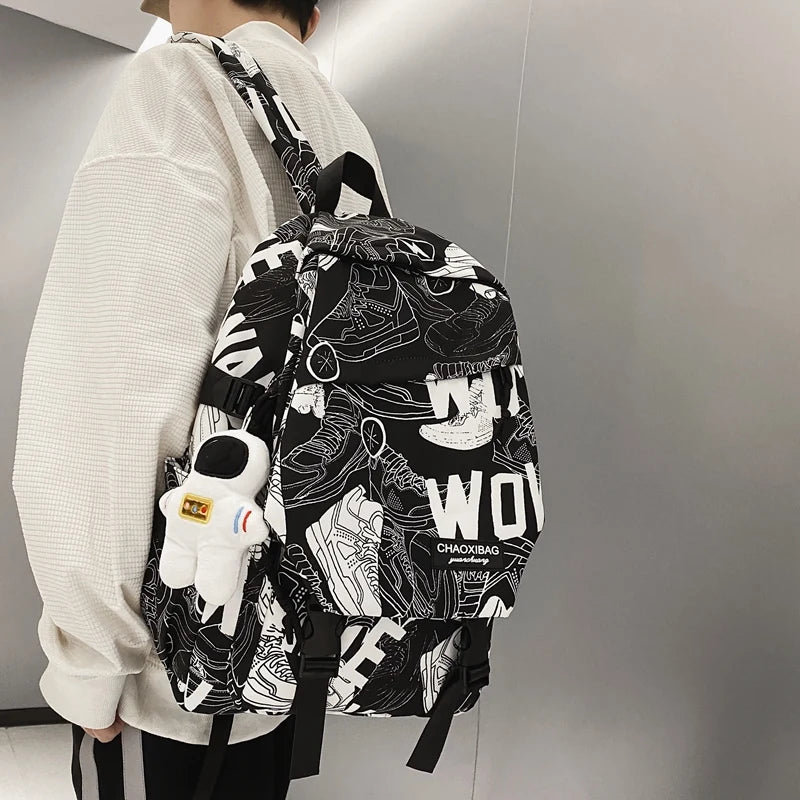 Graffiti Street Backpack Unisex Schoolbag Large Capacity Outdoor Travel