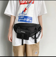 Nylon Fanny Pack Waist Belt Bag Hip hop Crossbody Chain Waist Pack